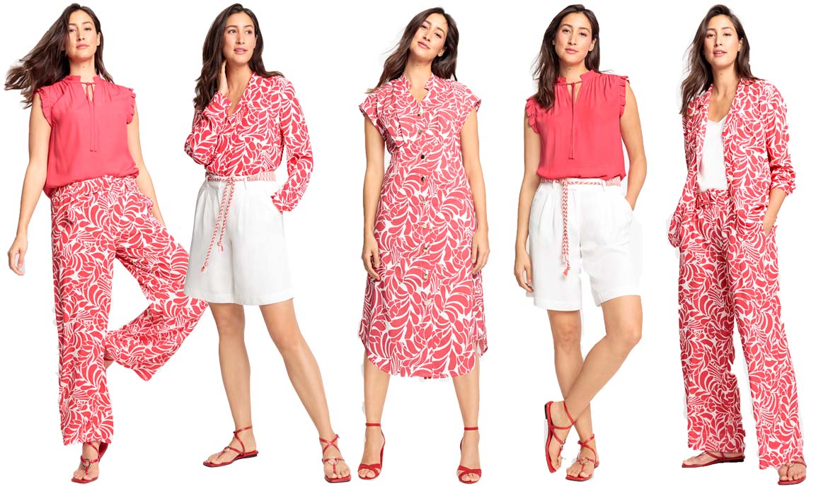 DC_Block1_06-08-23 Influencer Monika loves the light blue linen suit from Olsen's Dolce Vita collection.